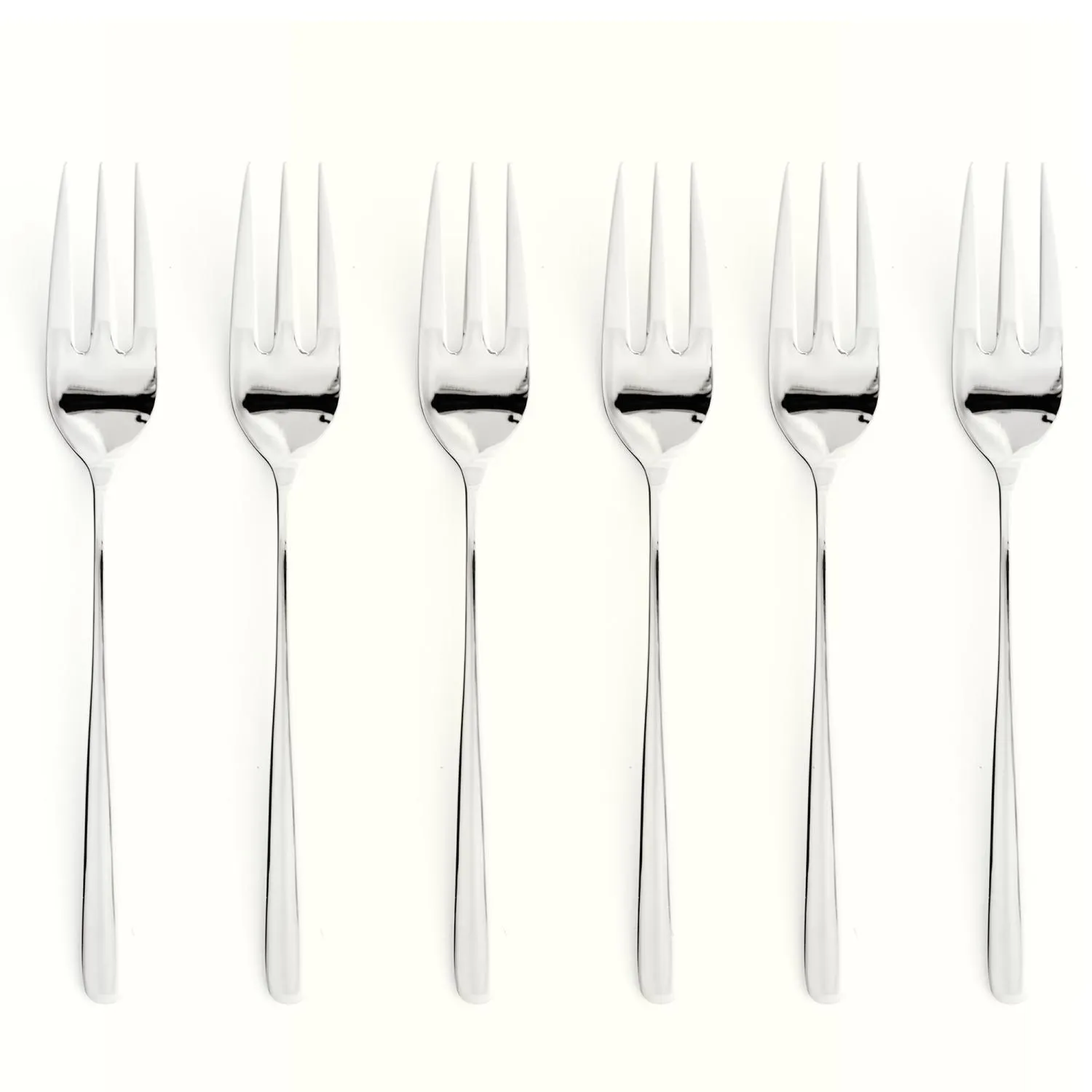image wide-angle forks, stainless steel, cutlery set, four-prong tines, silver forks